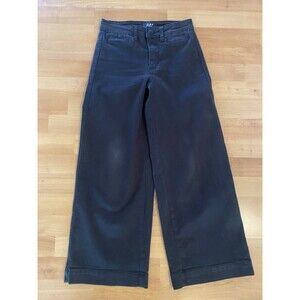 OAT New York High Rise Wide Leg Crop Jeans Womens 24‎ Black Stretch Denim